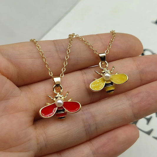 Cute Fashion Yellow Bee Necklace Jewelry