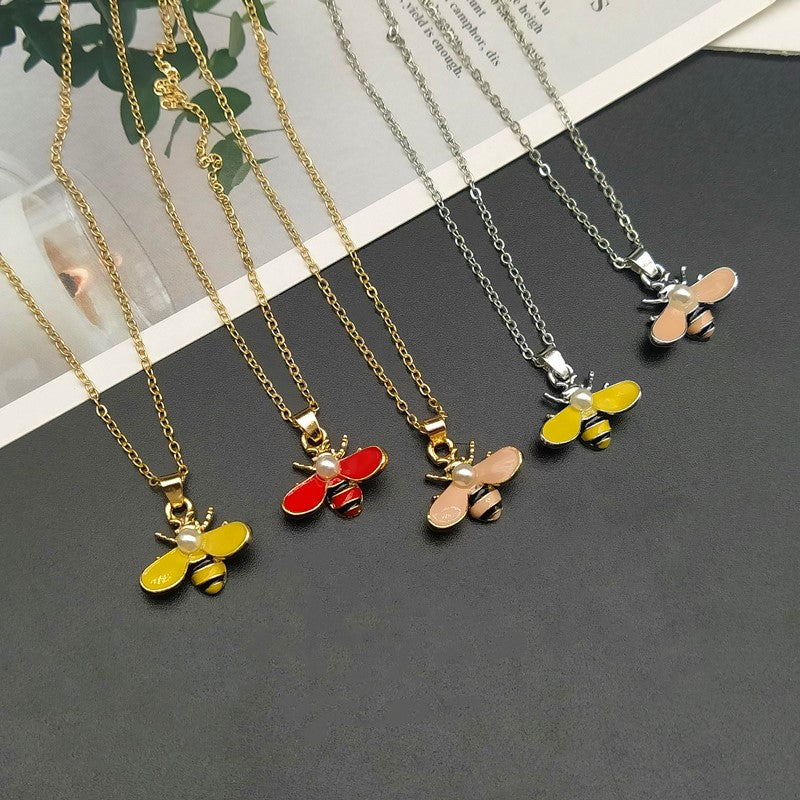 Cute Fashion Yellow Bee Necklace Jewelry