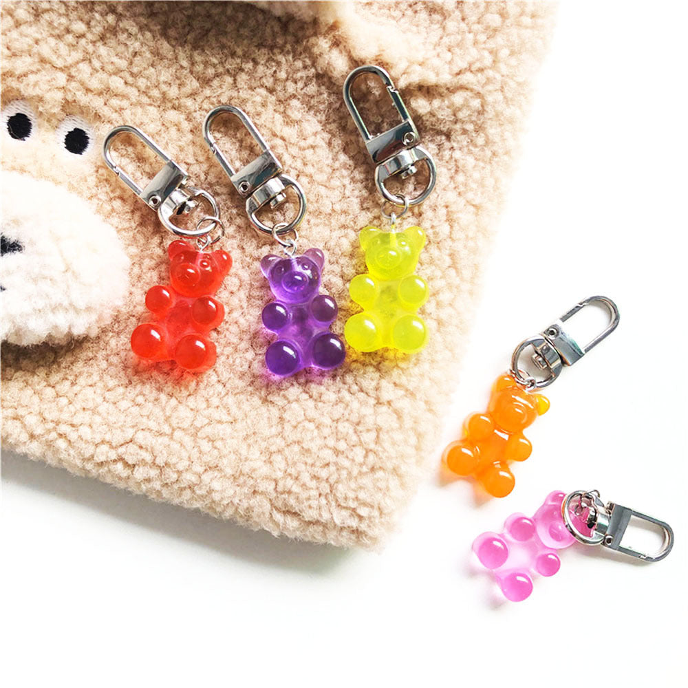Candy Color Bear Keychain Female Cute Resin