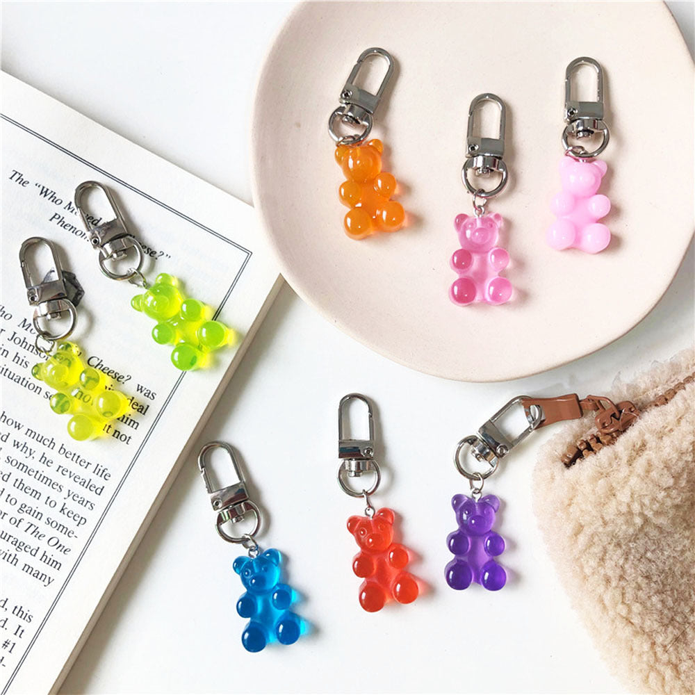 Candy Color Bear Keychain Female Cute Resin