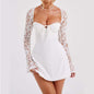 Y2K  Lace Long Sleeve Dress Fashion Sexy Corset Backless Lace Up Short Dresses Womens Clothing